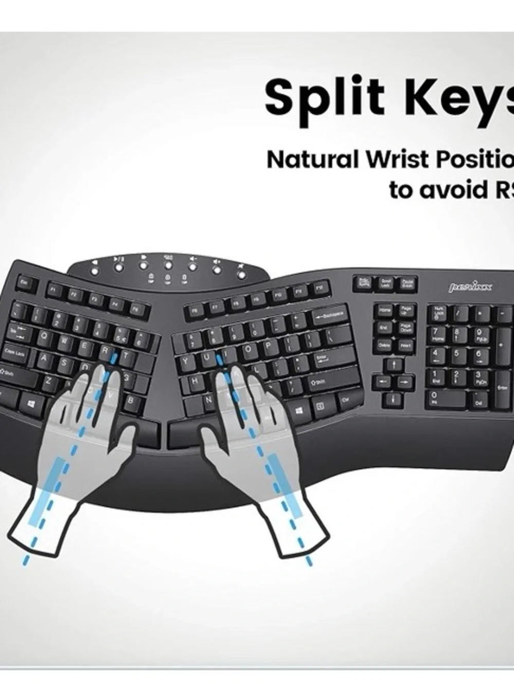 Ergonomic USB Membrane Keyboard - Black